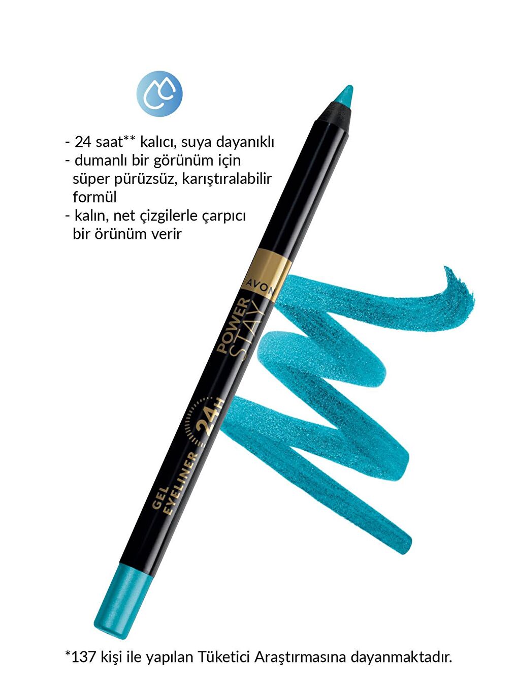 AVON Renksiz Power Stay Jel Eyeliner Tropical Teal - 3