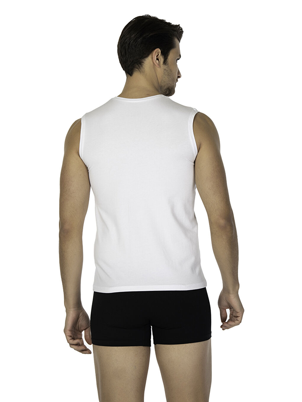 Beyaz Comfort V Yaka Kolsuz T-shirt BEYAZ-1