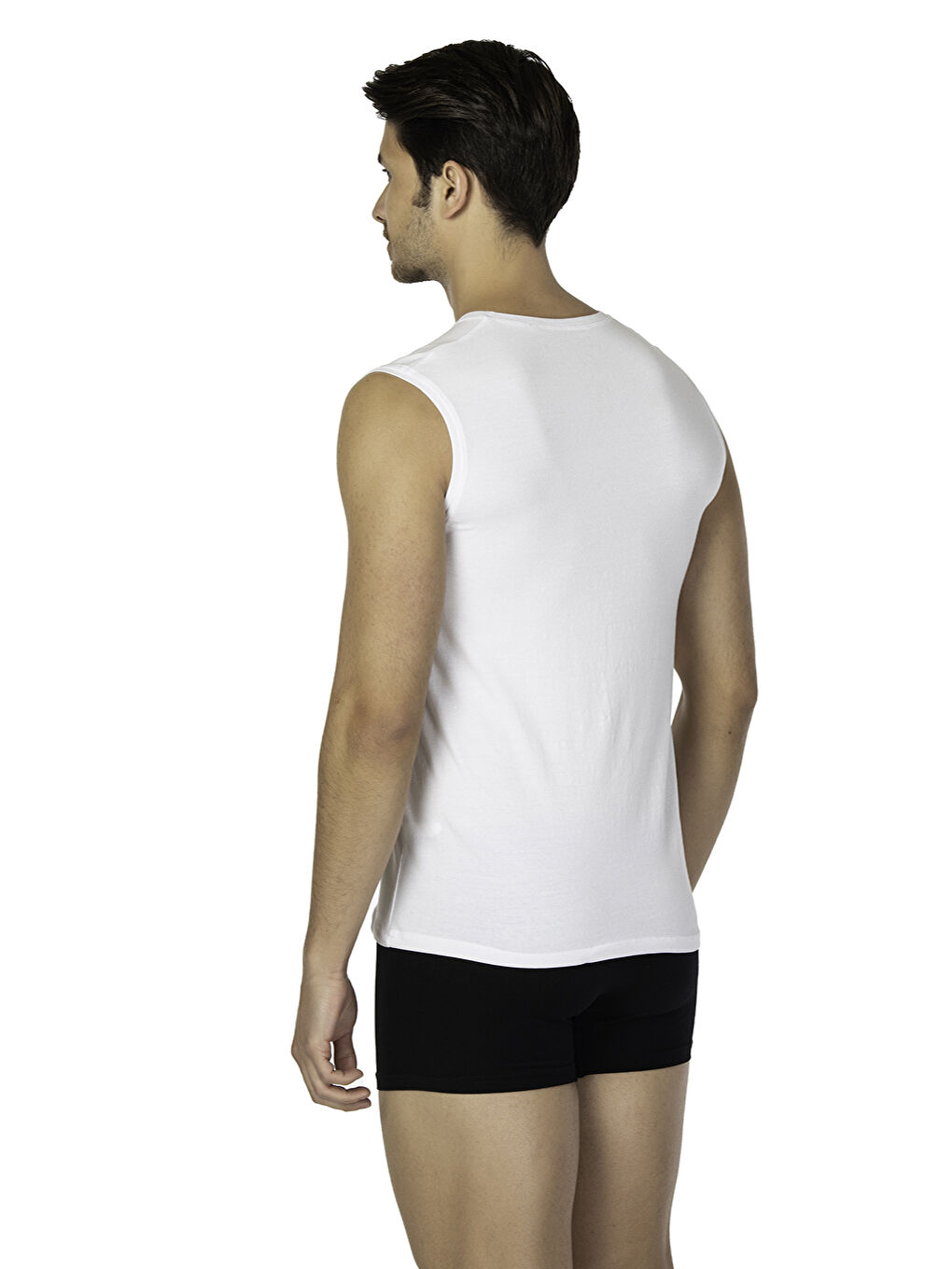 Beyaz Comfort V Yaka Kolsuz T-shirt BEYAZ-2