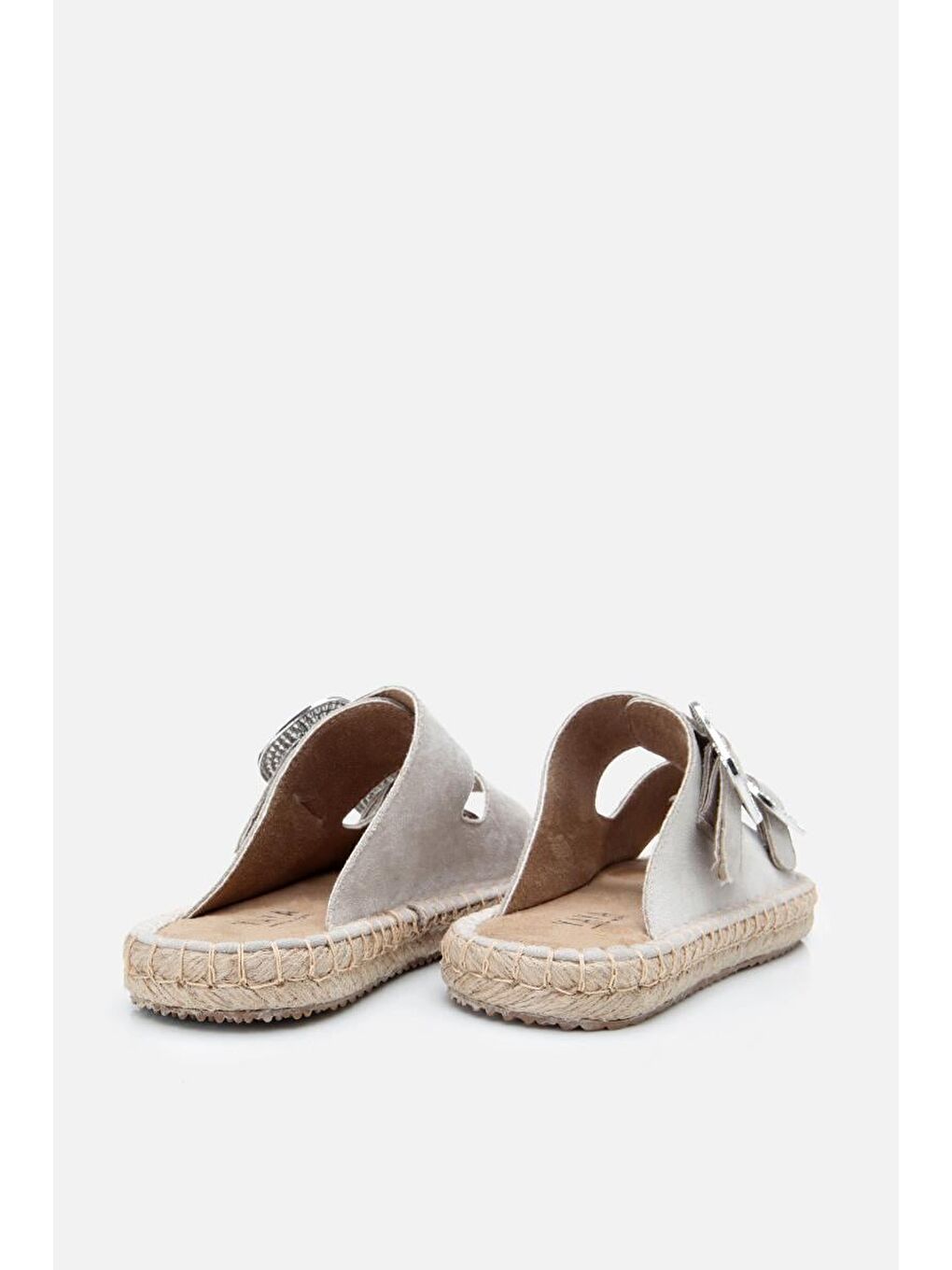 Kadın Bej  Tokalı Kemerli Düz Terlik-7