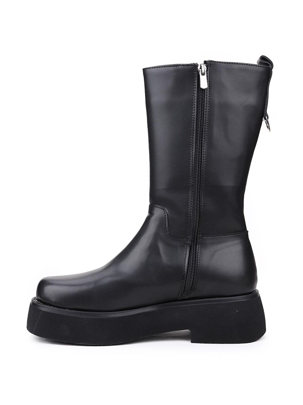 Siyah Cilt Fermuarlı Kadın Çizme-4