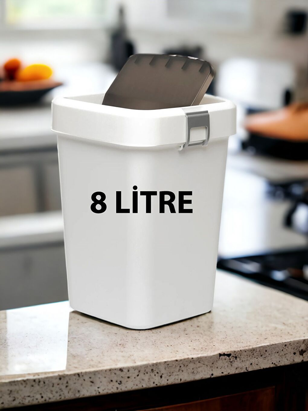 Beyaz Motek COB-410B 8 Litre Çöp Kutusu Kovası + Temizlik Seti-1