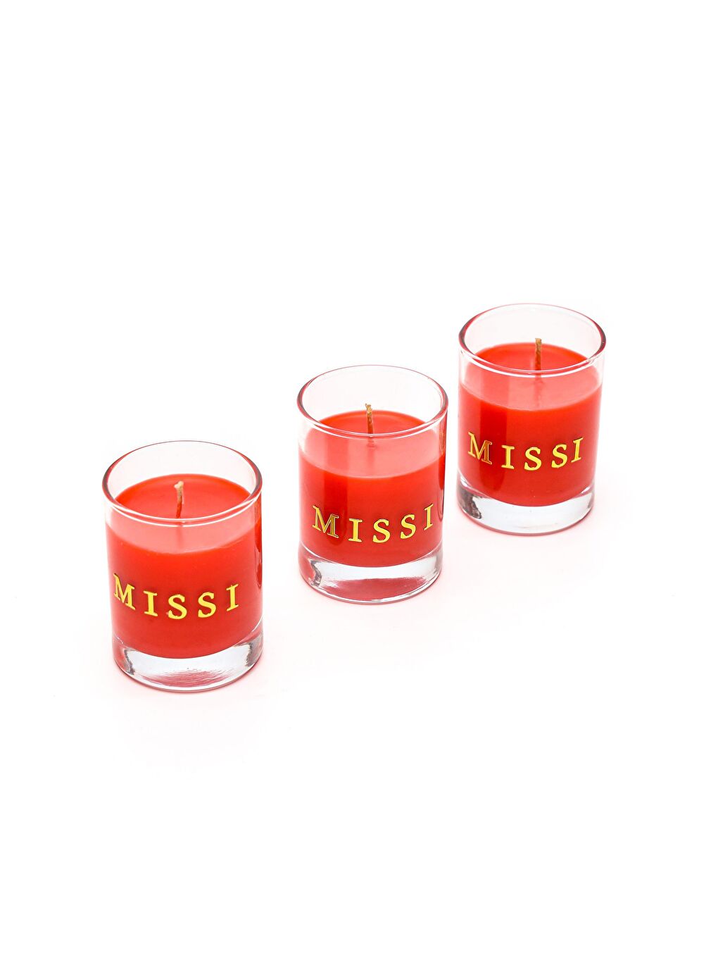 Missi Kırmızı 3lü Spice Orange Kokulu Kırmızı Shot Bardak Vegan Mum Seti