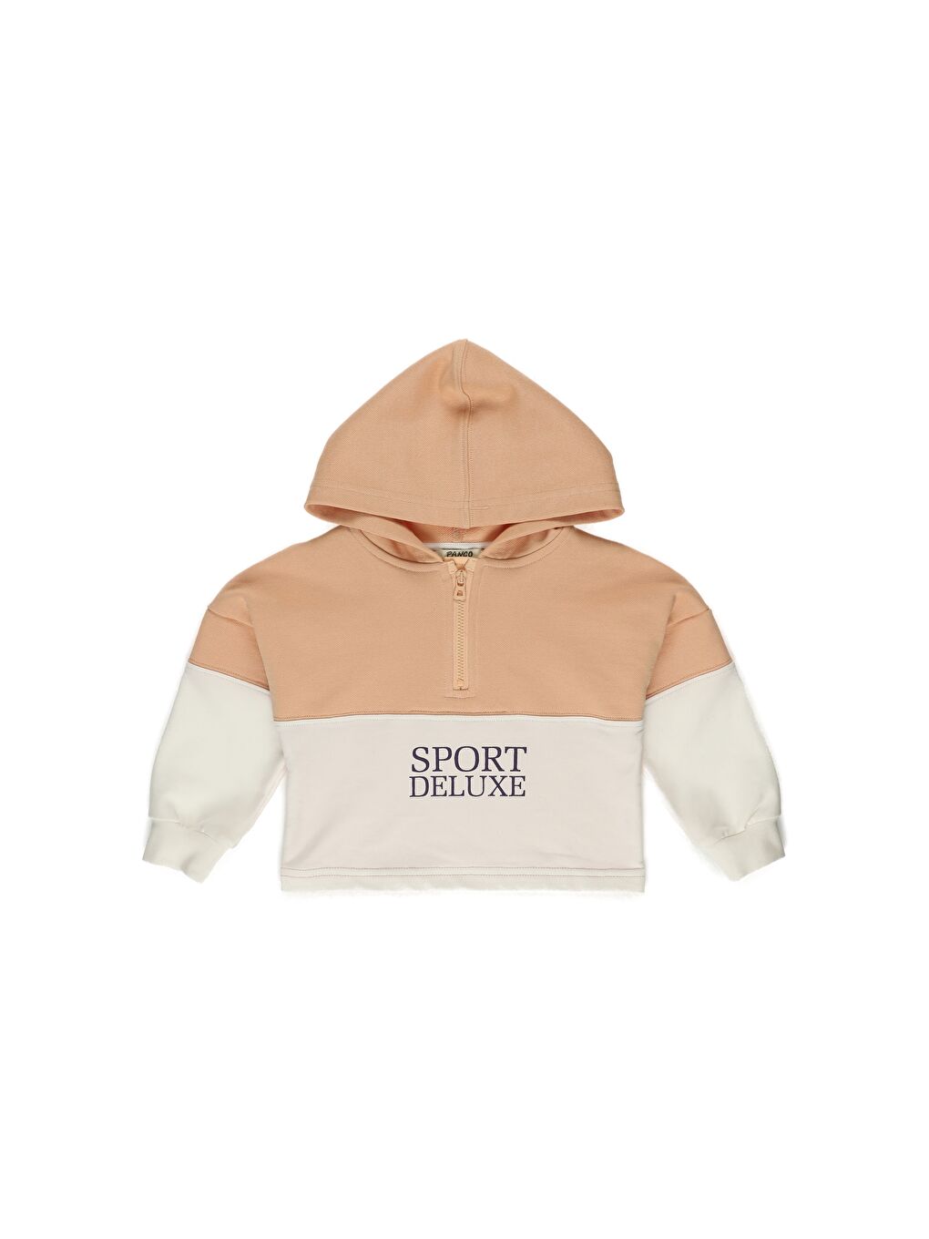 Panço Pembe Kız Çocuk  Yarım Fermuarlı Kapüşonlu Sweatshirt