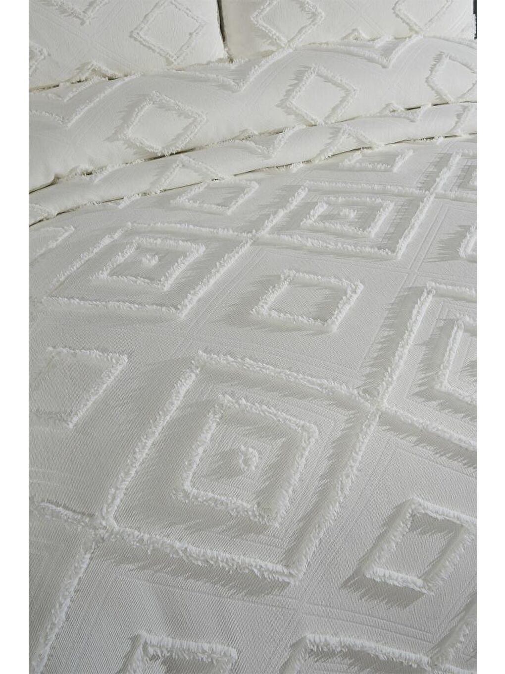 Ekru Samira 3 Parça Çift Kişilik Pike Takımı Krem-2