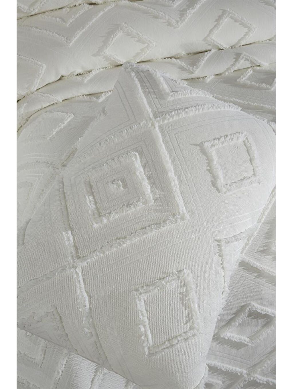 Ekru Samira 3 Parça Çift Kişilik Pike Takımı Krem-4