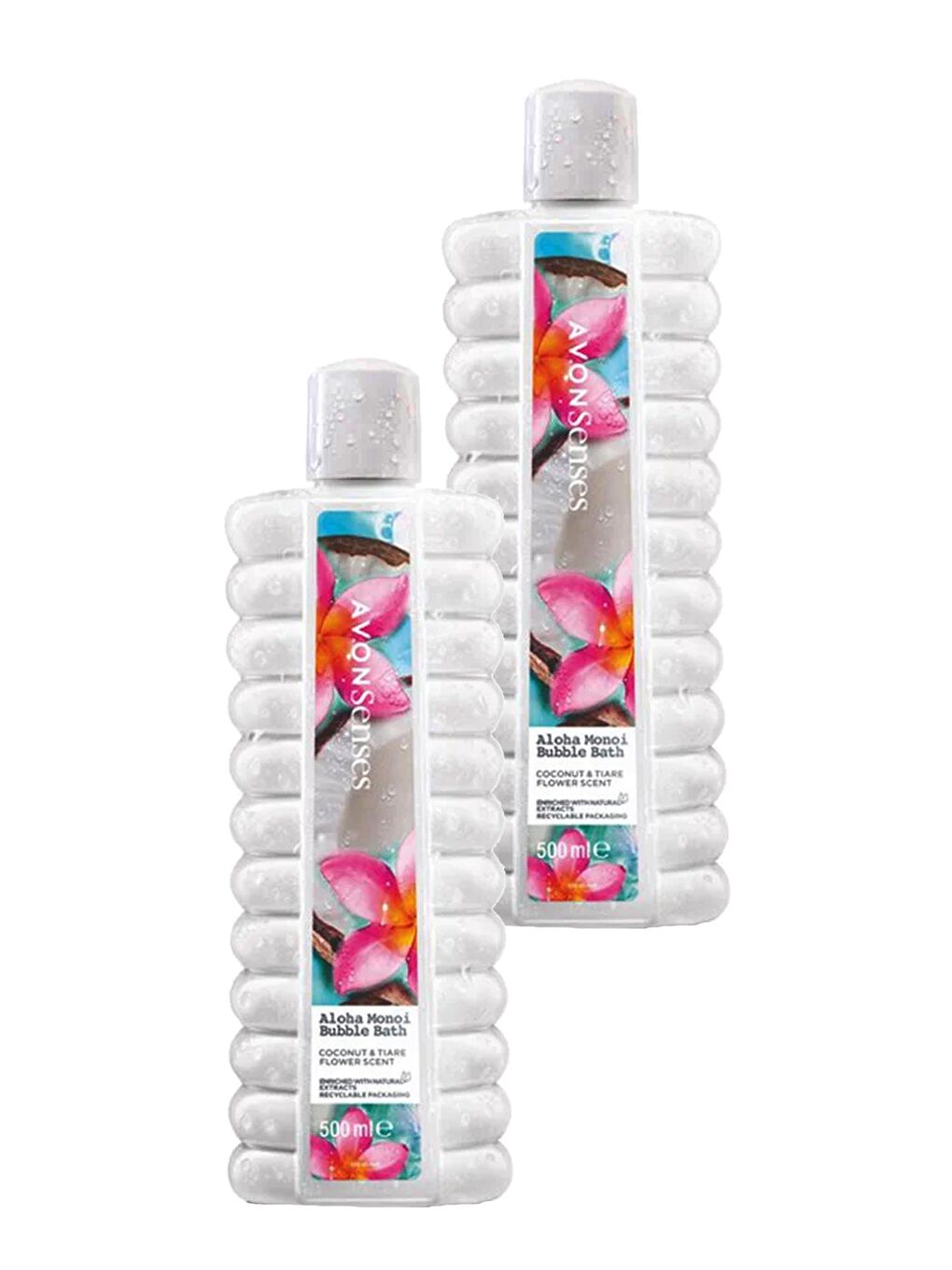 AVON Senses Aloha Monoi Tiare Çiçeği ve Hindistan Cevizi Kokulu Banyo Köpüğü 500 Ml. İkili Set