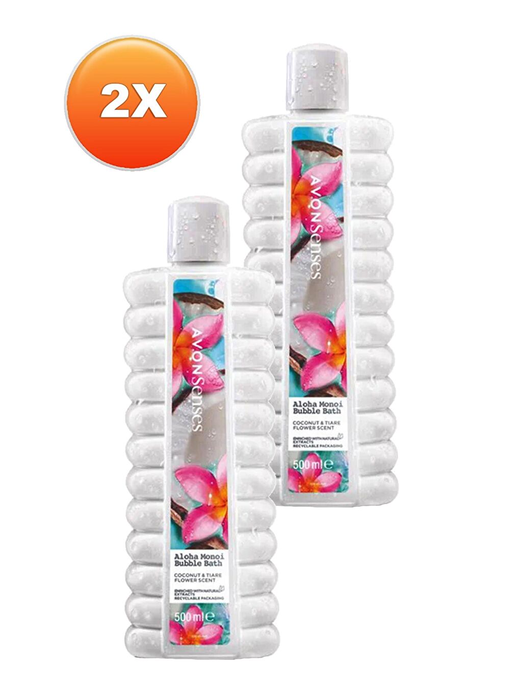 AVON Senses Aloha Monoi Tiare Çiçeği ve Hindistan Cevizi Kokulu Banyo Köpüğü 500 Ml. İkili Set - 1