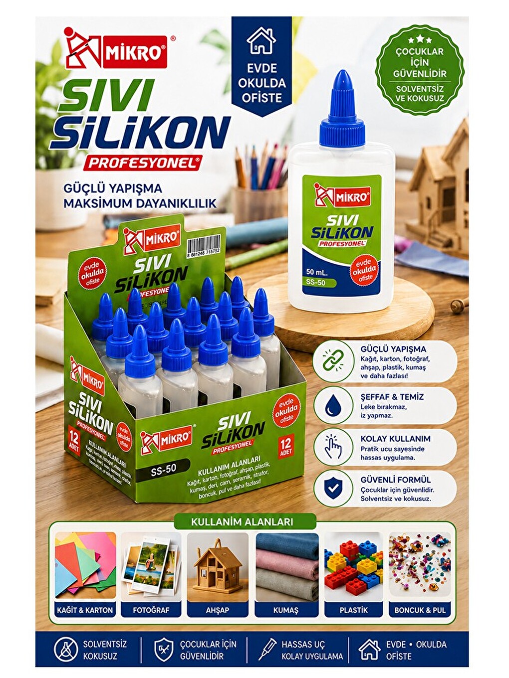 Sıvı Silikon Yapıştırıcı 50 Ml 1 Adet Mikro Silikon Yapıştırıcı Sıvı 50 Gr Plastik Cam Mermer Kağıt-1