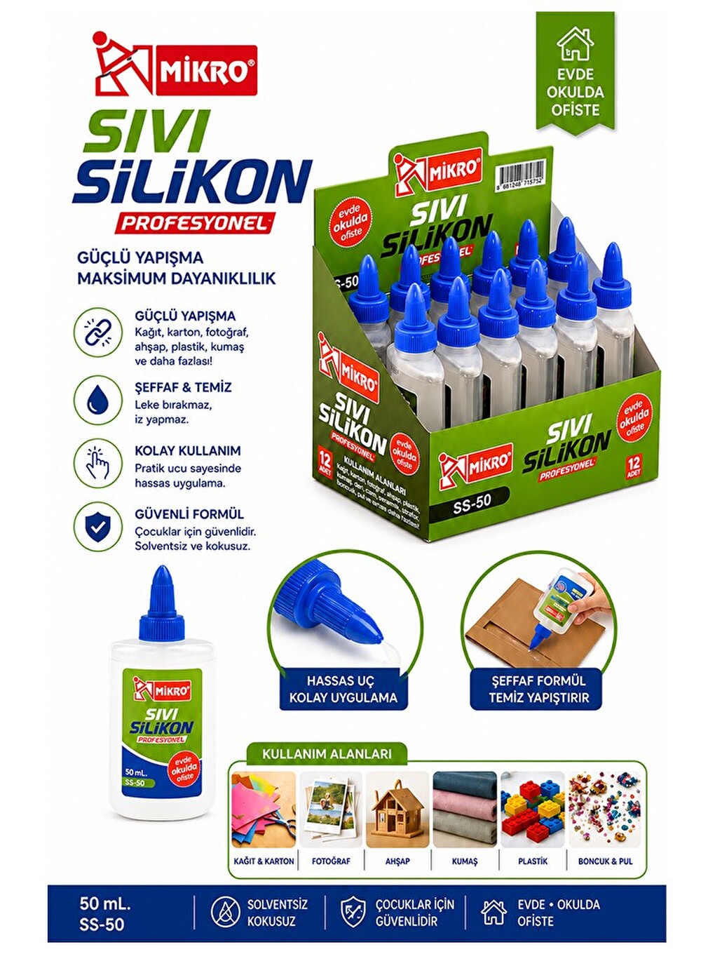 Sıvı Silikon Yapıştırıcı 50 Ml 1 Adet Mikro Silikon Yapıştırıcı Sıvı 50 Gr Plastik Cam Mermer Kağıt-2