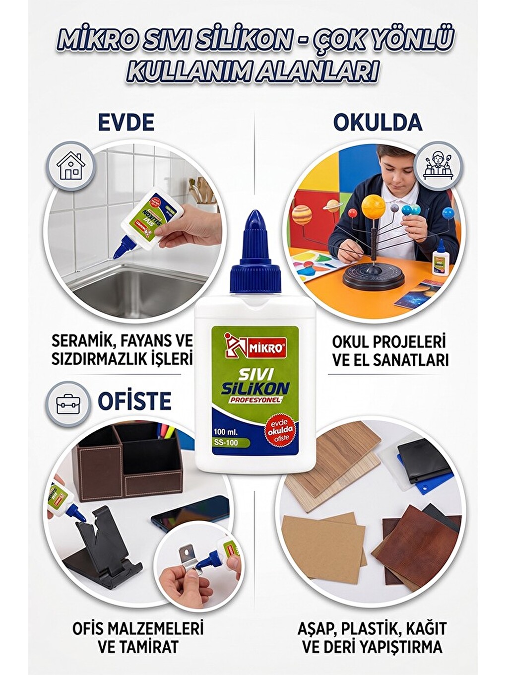 Sıvı Silikon Yapıştırıcı 50 Ml 1 Adet Mikro Silikon Yapıştırıcı Sıvı 50 Gr Plastik Cam Mermer Kağıt-4