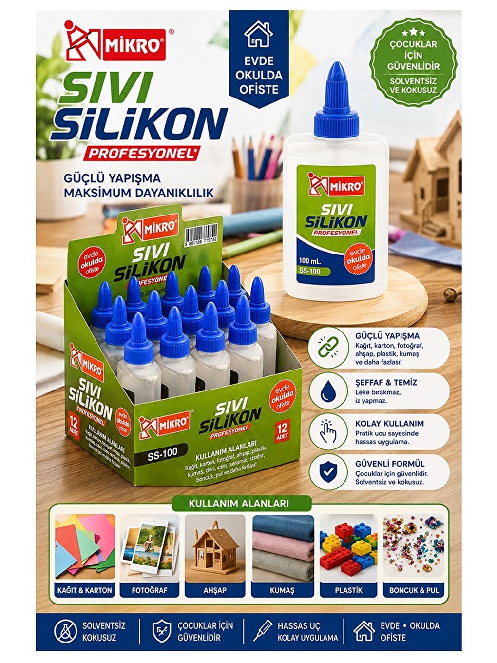 Sıvı Silikon Yapıştırıcı 100 Ml 3 Adet Mikro Silikon Yapıştırıcı Sıvı 100 Gr Plastik Cam Mermer Kağı-5