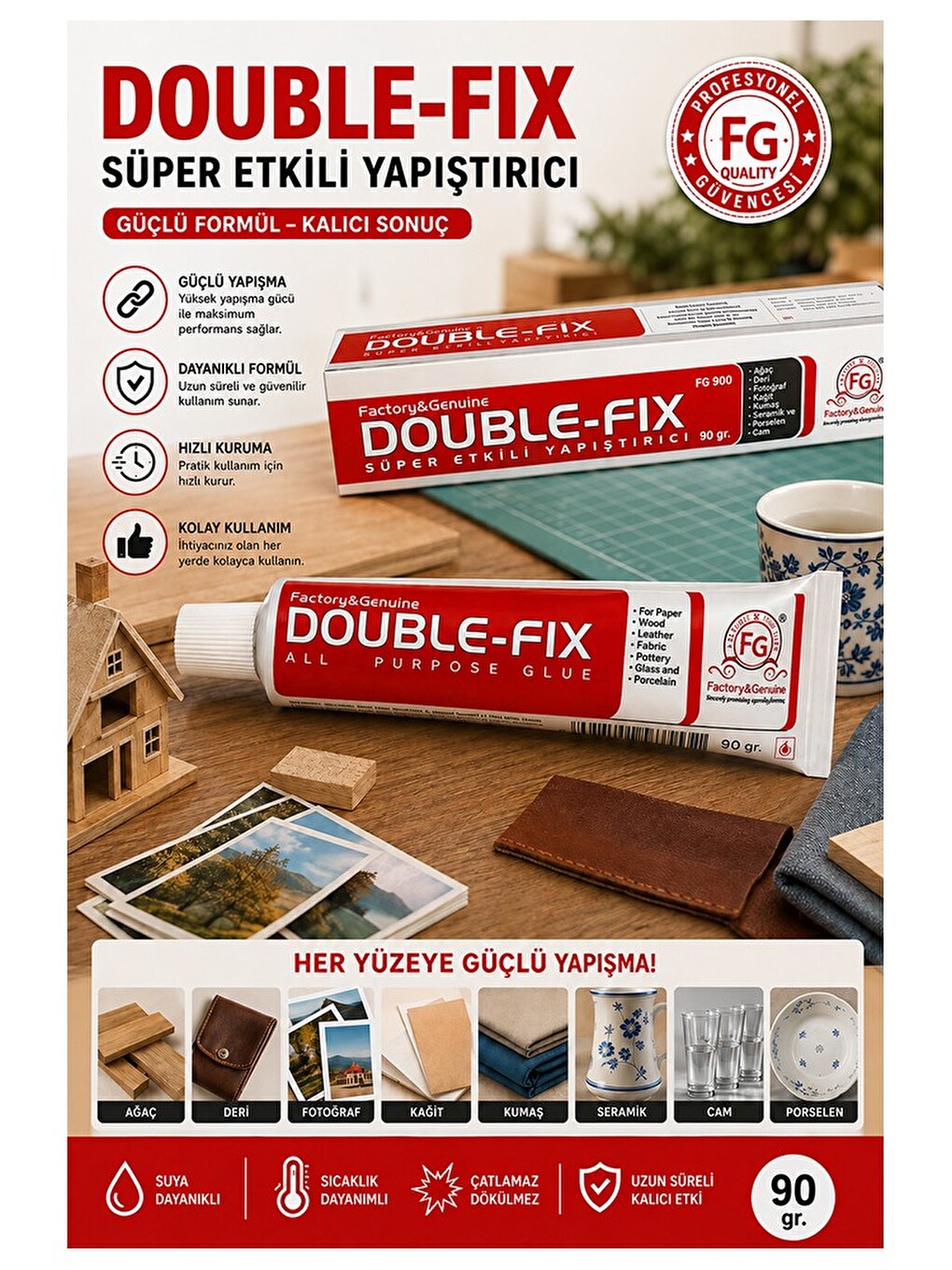 Sıvı Yapıştırıcı 90 Gr Tüp Double-fix Çok Amaçlı Kuvvetli Yapıştırıcı 3 Adet Okul Büro Yapıştırıcısı-1