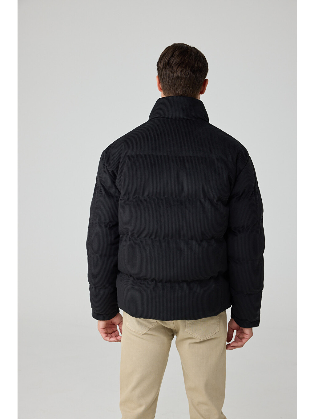 Erkek Su Geçirmez Kadife Puffer Şişme Mont Siyah 4346dngr-4