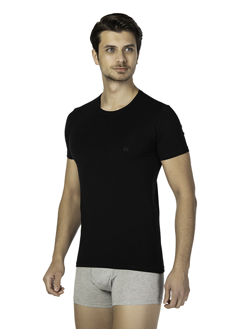 Siyah DS Damat Trendy Bisiklet Yaka T-shirt SİYAH-2