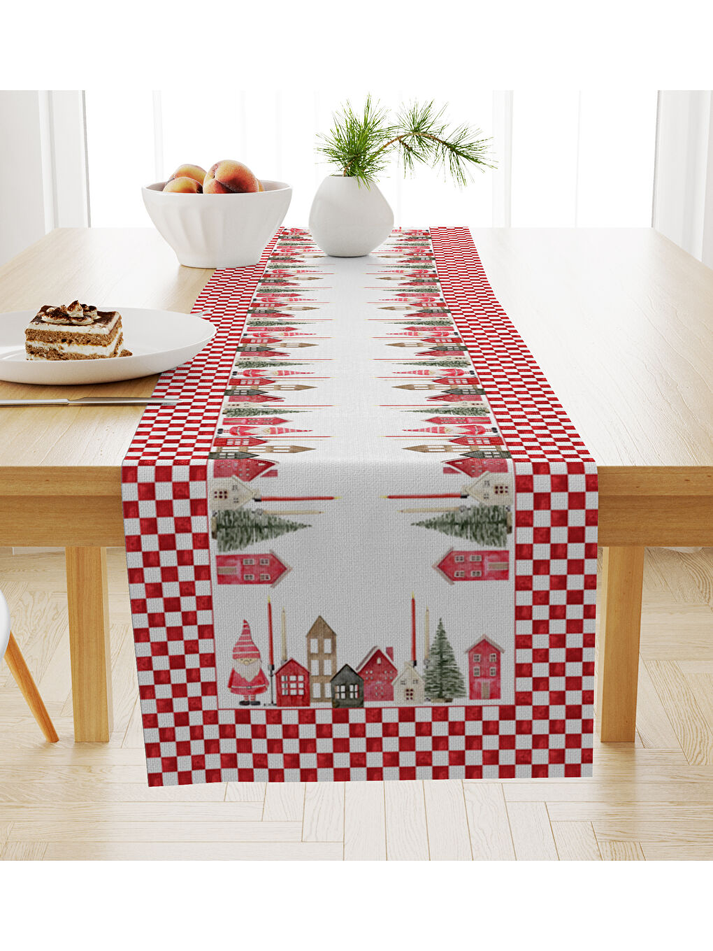 Karışık Kadife Dokulu Yılbaşı Temalı Runner 40x140 cm-1