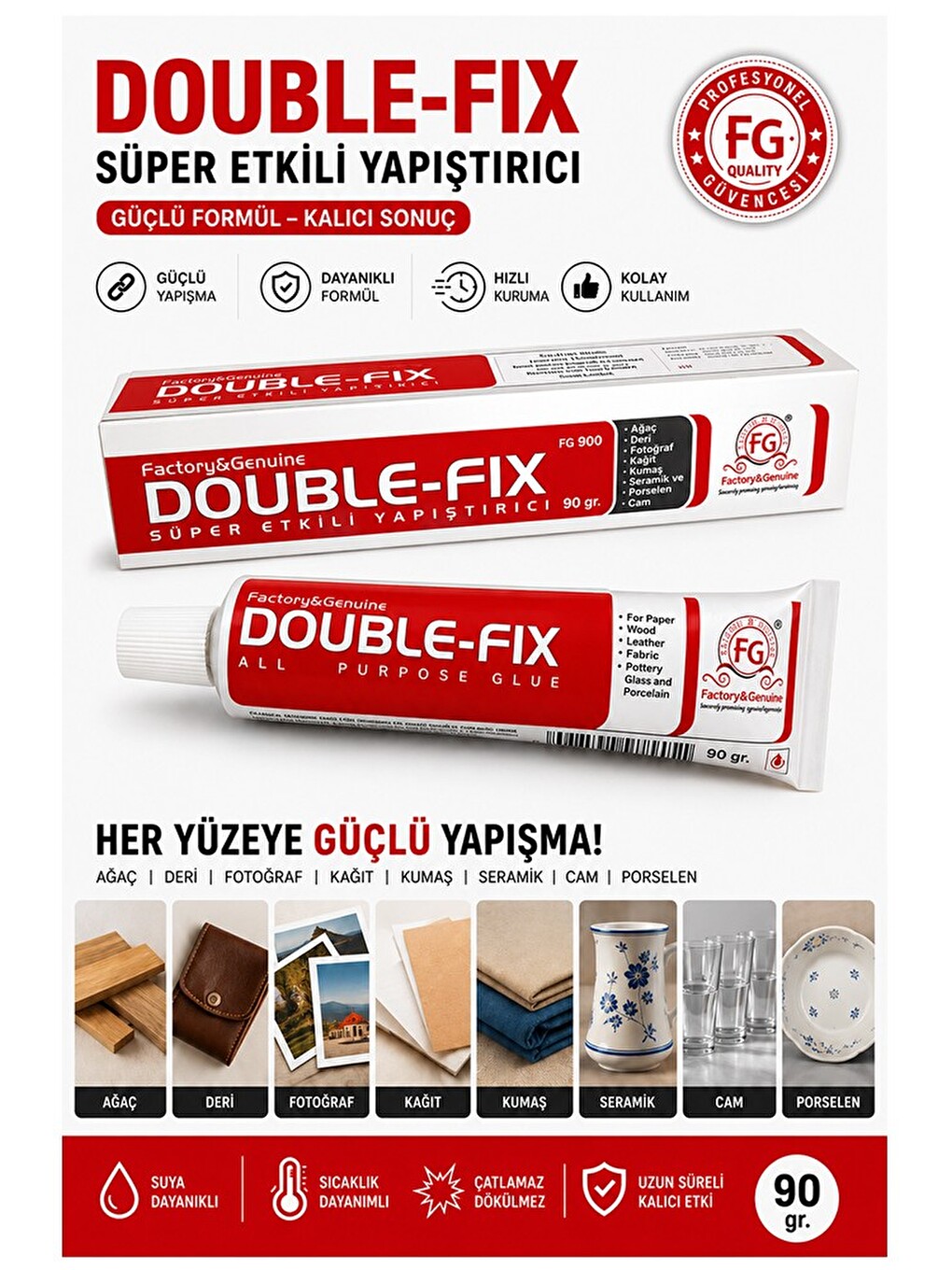 Sıvı Yapıştırıcı 90 Gr Tüp Double-fix Çok Amaçlı Kuvvetli Yapıştırıcı 1 Adet Okul Büro Yapıştırıcısı