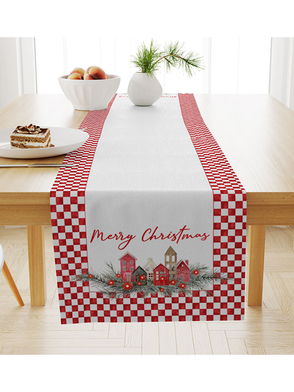 Karışık Kadife Dokulu Yılbaşı Temalı Runner 40x140 cm-1