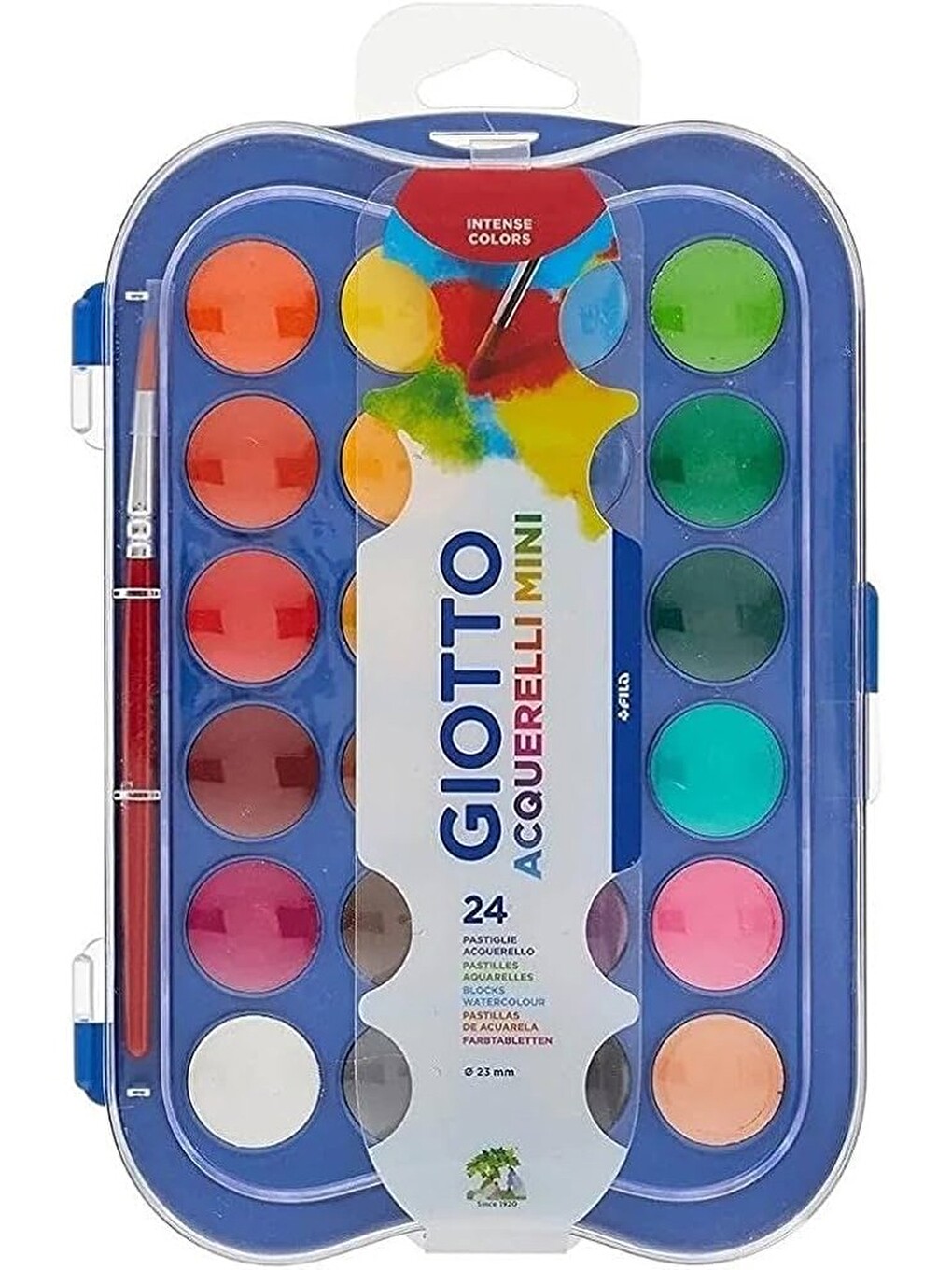 24 Renk Sulu Boya 30mm 1 Paket Giotto 24 Lü Suluboya Fırça Hediyeli Canlı Renkler Acquerelli Kalite
