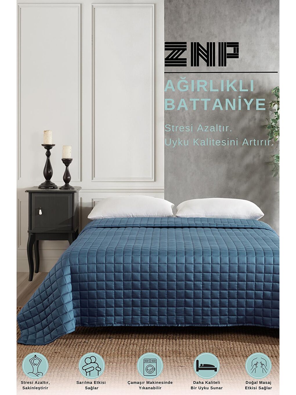 Znp Home %100 Pamuk Tek Kişilik Yorgan 6 Kg 155x215 Cm