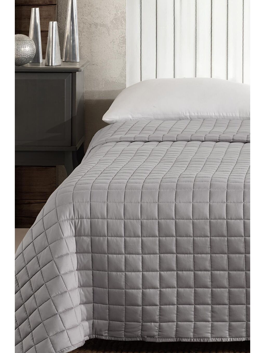 Gri %100 Pamuk Tek Kişilik Yorganı 6 Kg 155x215 Cm-2