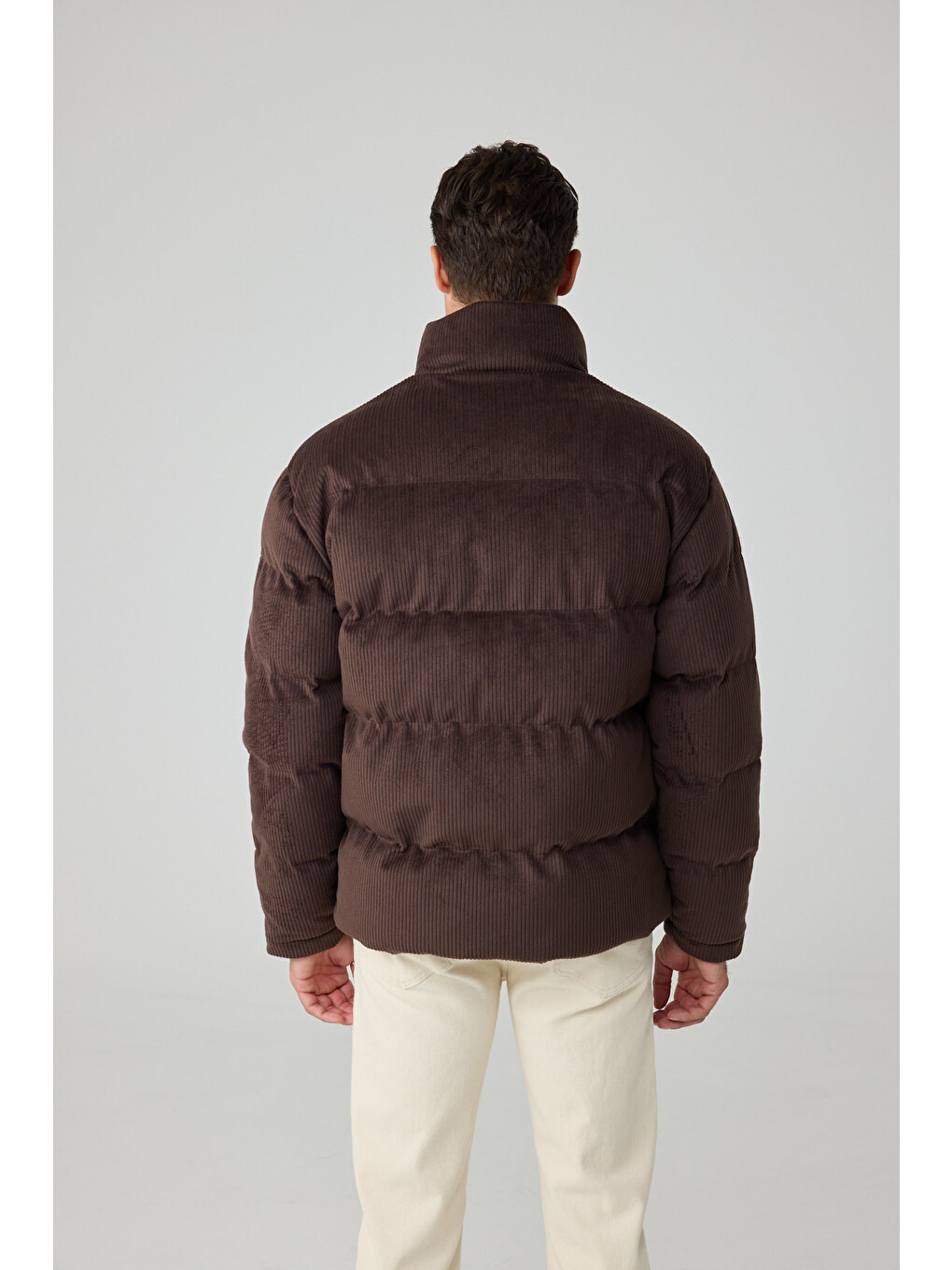Erkek Su Geçirmez Kadife Puffer Şişme Mont Kahverengi 4346dngr-7