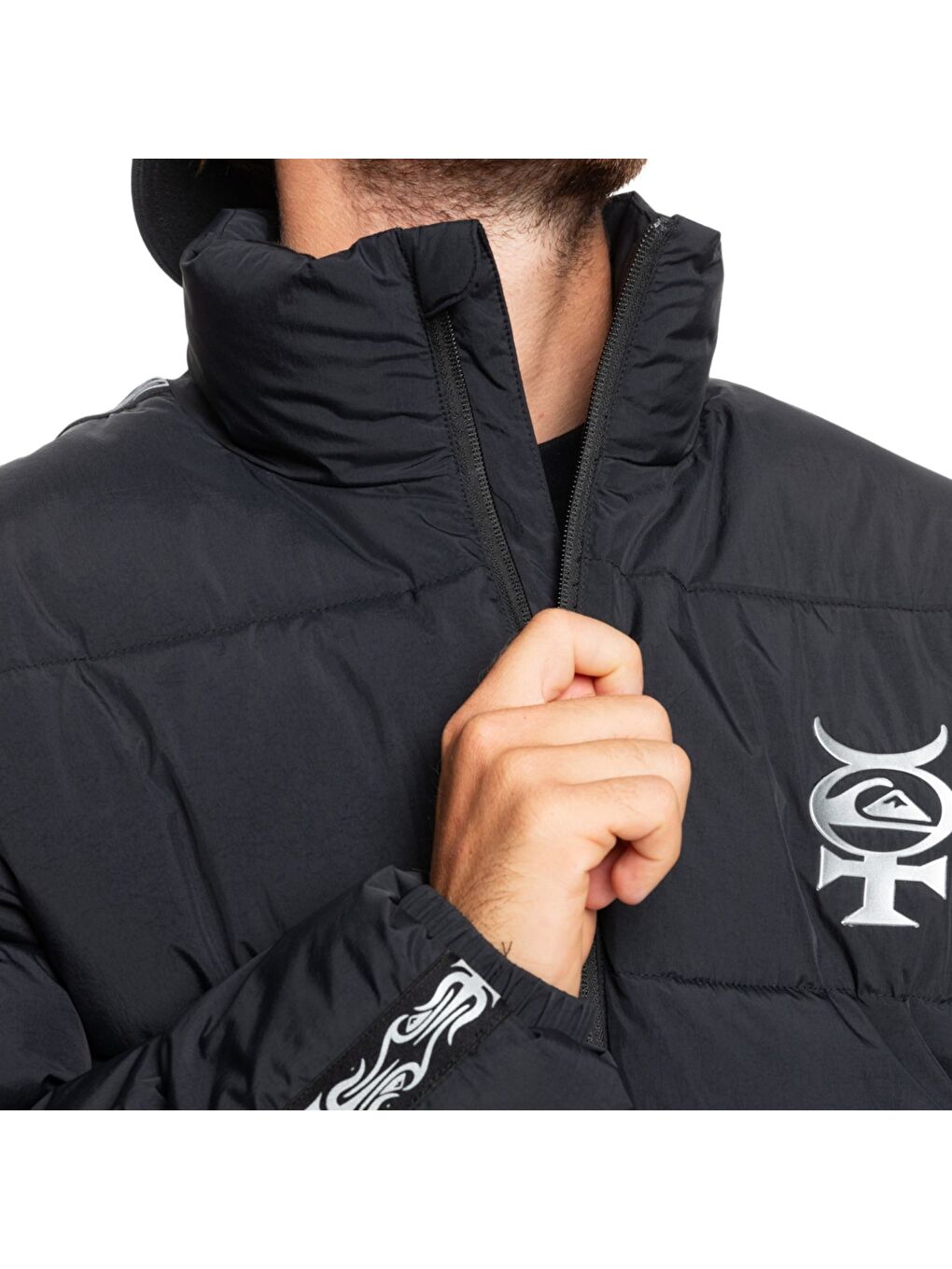 Puff The Dragon Erkek Siyah Snowboard Ceketi-2