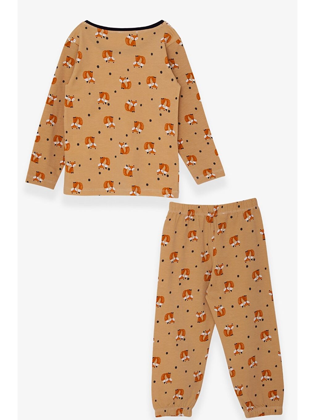 Kız Bebek Pijama Takımı Tilkicik Desenli Açık Kahverengi (9 Ay-1 Yaş)-1