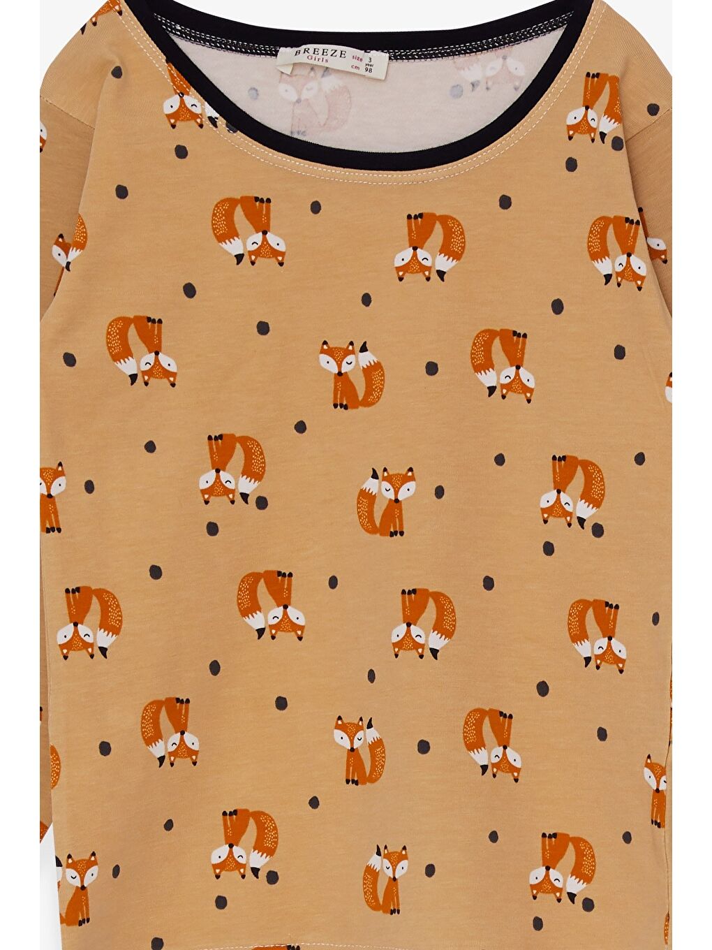 Kız Bebek Pijama Takımı Tilkicik Desenli Açık Kahverengi (9 Ay-1 Yaş)-2