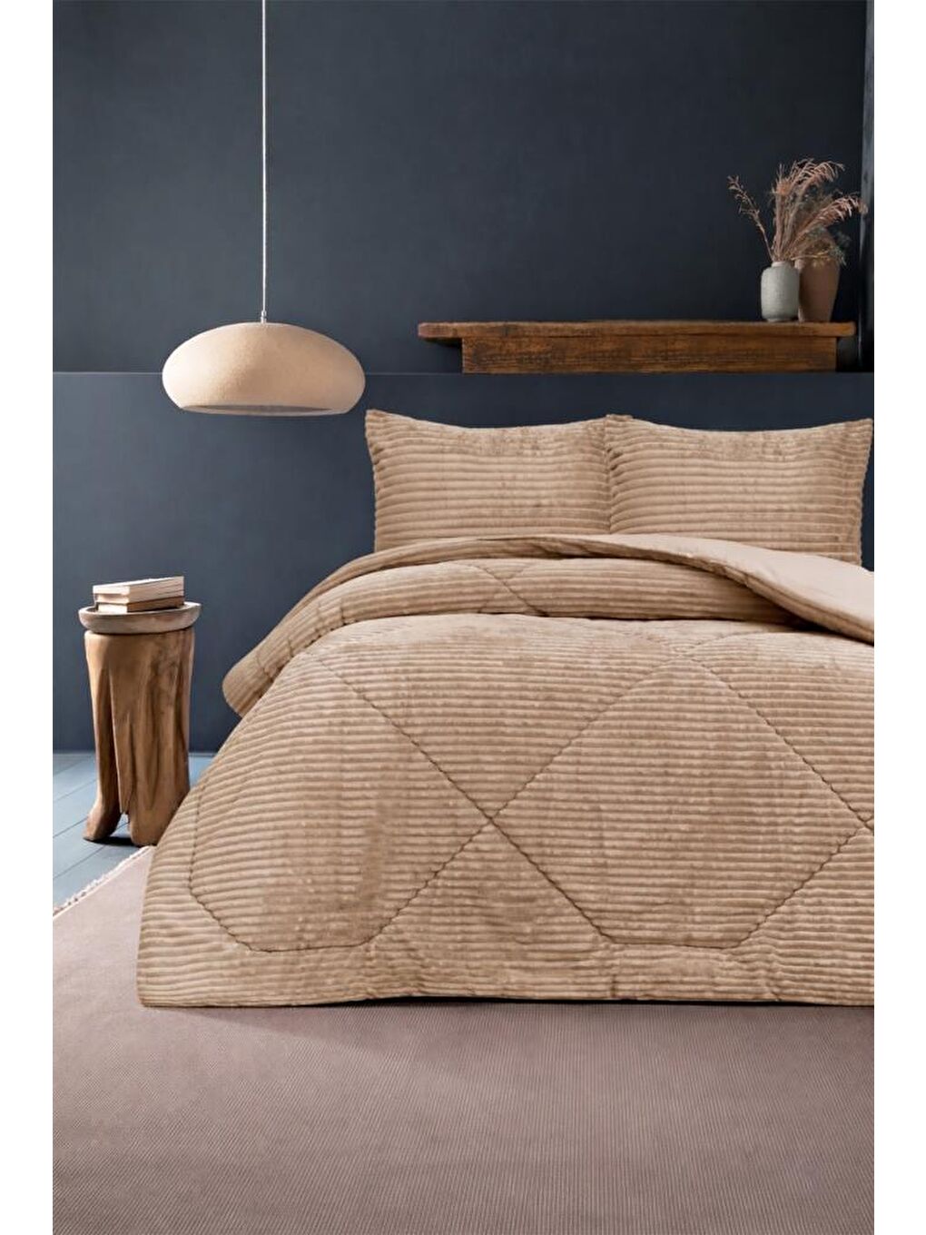 Kahverengi Saray Çift Kişilik Yatak Örtüsü 220x240 Cappucino