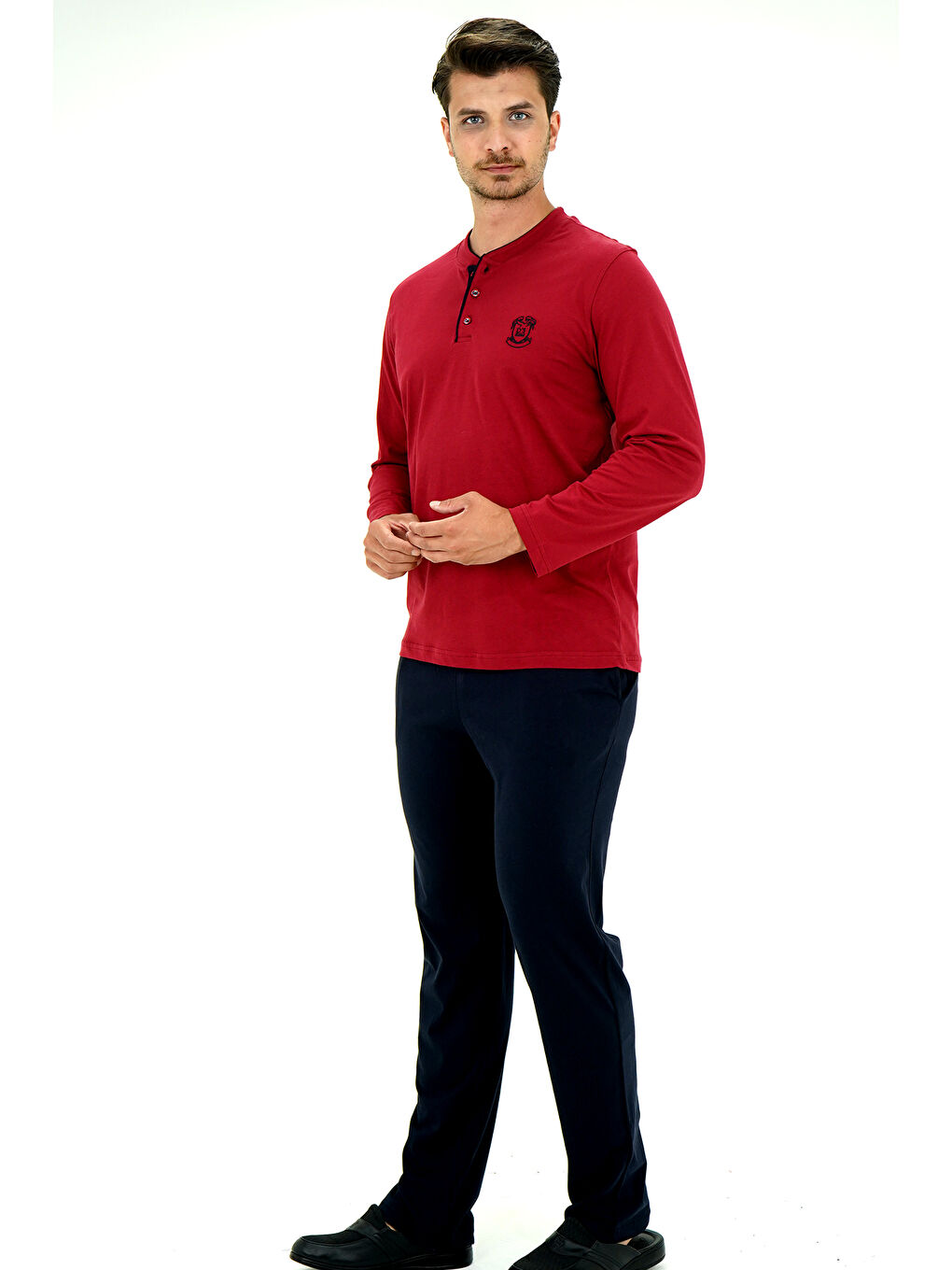 Bordo DS Damat Pijama Tk.Yarım Patlı Uzunkol BORDO-1