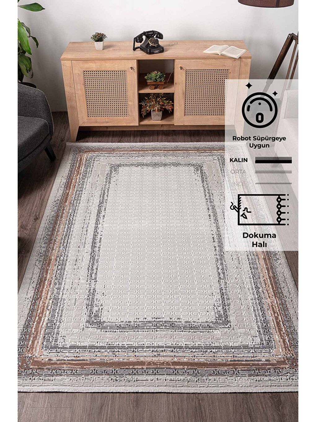 Gri Leo 2982 Modern Dokuma Halı-100x200