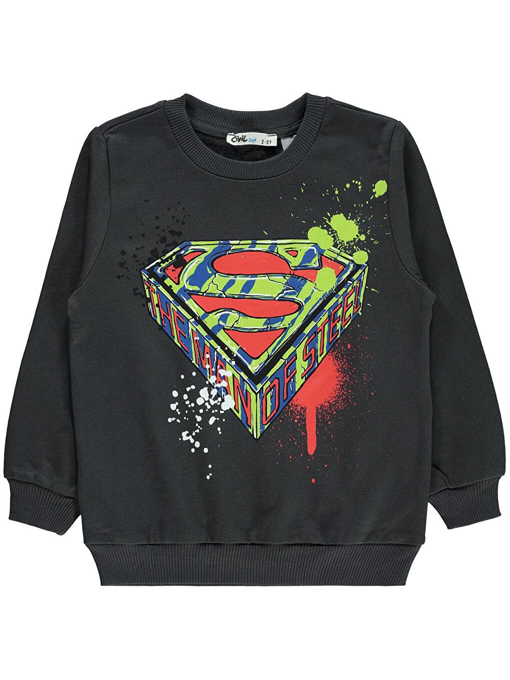 Civil Antrasit Superman Erkek Çocuk Sweatshirt 2-5 Yaş Antrasit