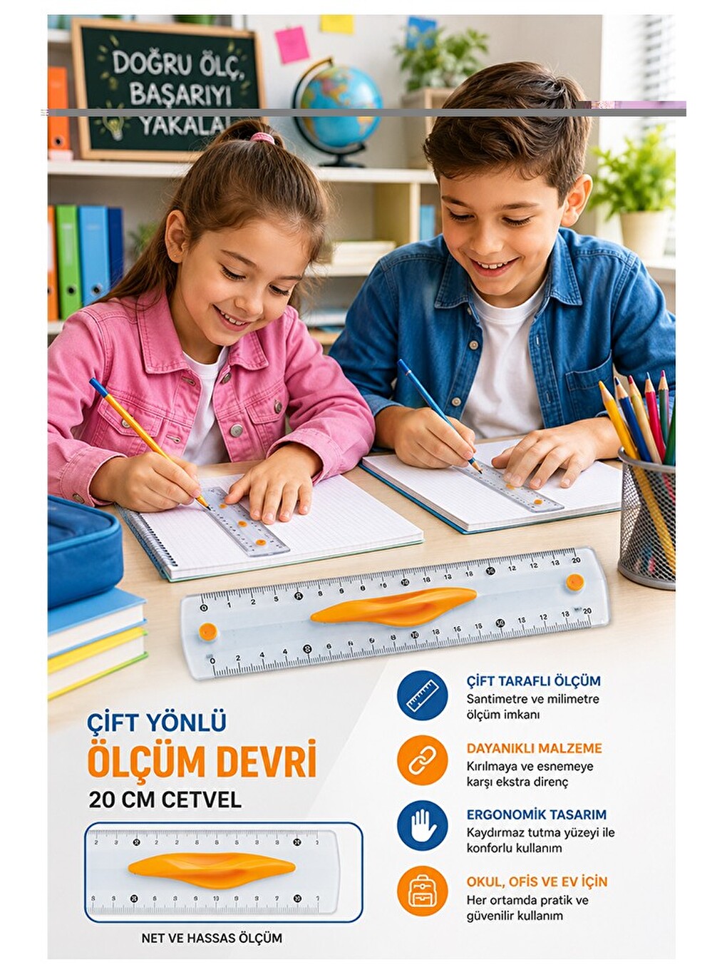 Dayanıklı Plastik Cetvel 20 Cm 1adet Bic Plastik Cetvel Şeffaf Geometri Çizim Cetveli Kavraması Kola-1
