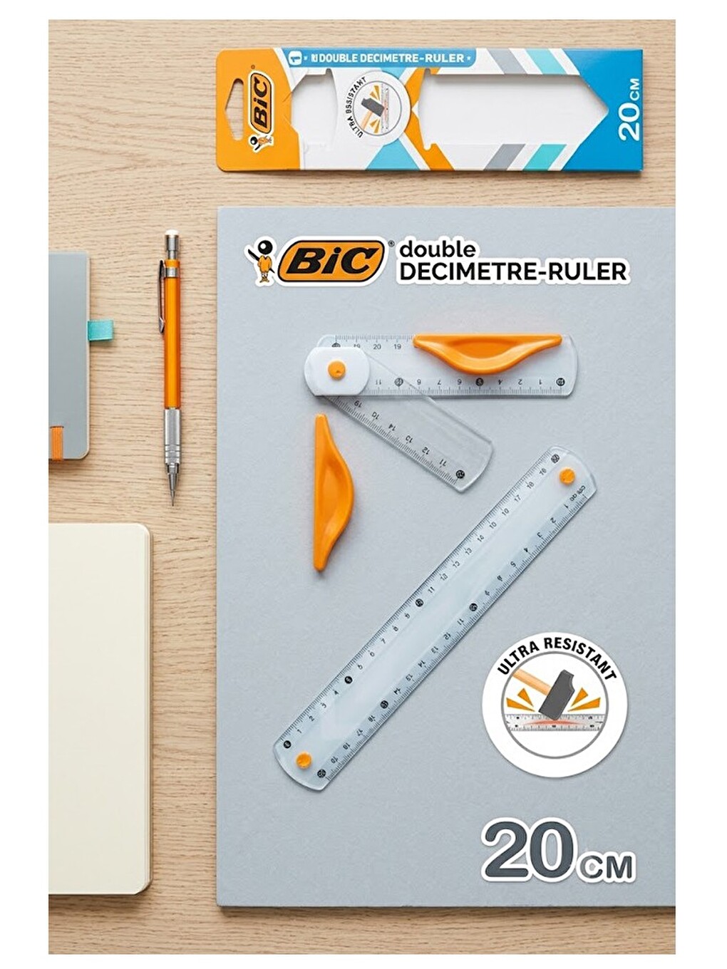 Dayanıklı Plastik Cetvel 20 Cm 1adet Bic Plastik Cetvel Şeffaf Geometri Çizim Cetveli Kavraması Kola-2