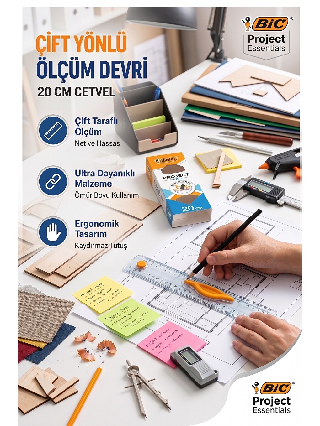 Dayanıklı Plastik Cetvel 20 Cm 1adet Bic Plastik Cetvel Şeffaf Geometri Çizim Cetveli Kavraması Kola-3