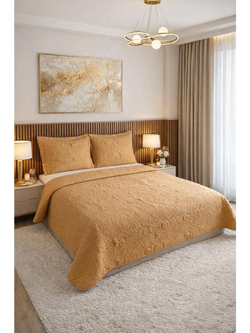 Elevora Çift Taraflı Çift Kişilik Yatak Örtüsü 230x250 Krem Bej