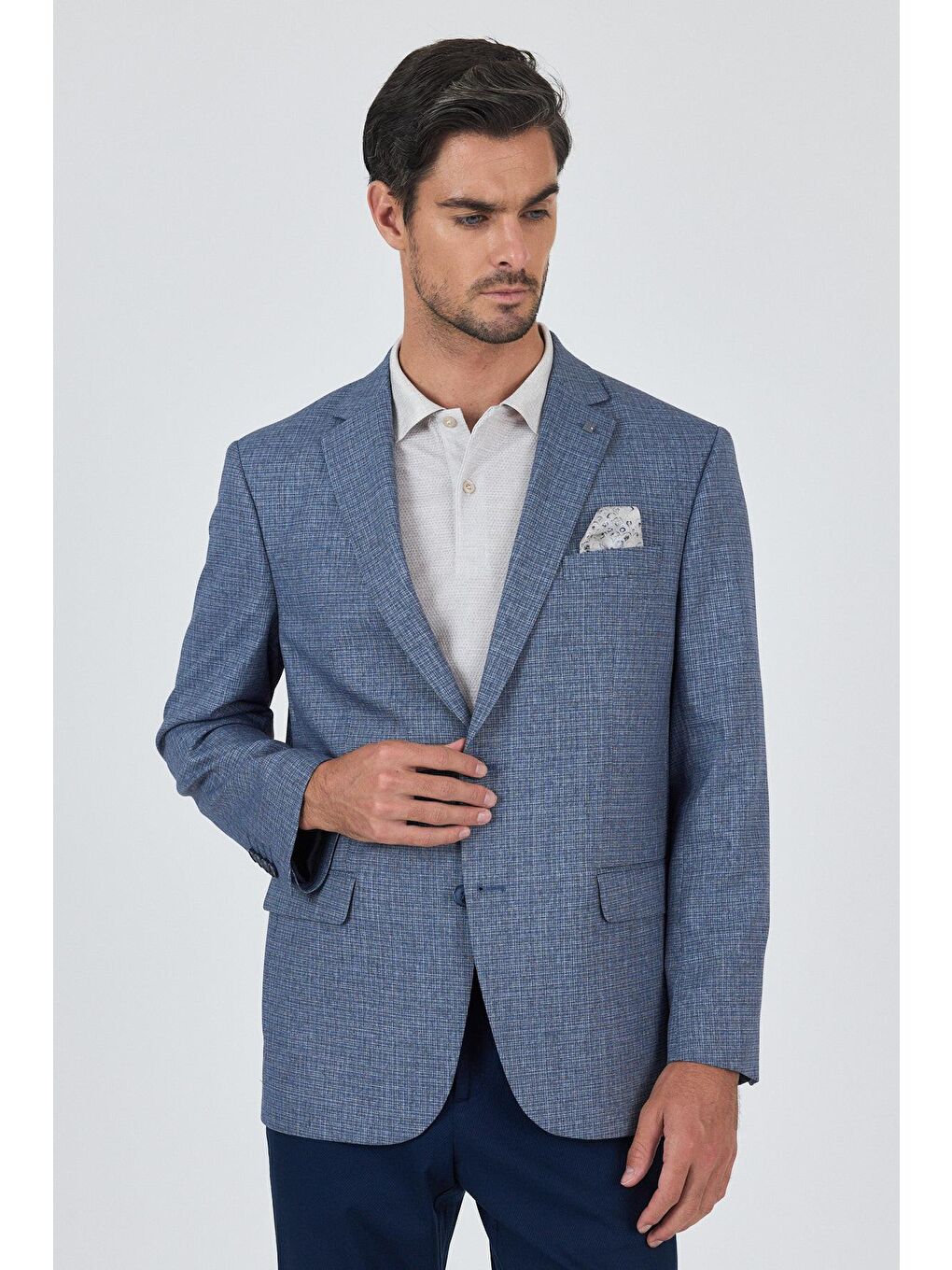 Lacivert Mono Yaka Bez Ayağı Tam Astar Esnek 4 Drop Comfort Fit Classic Ceket 1002250156