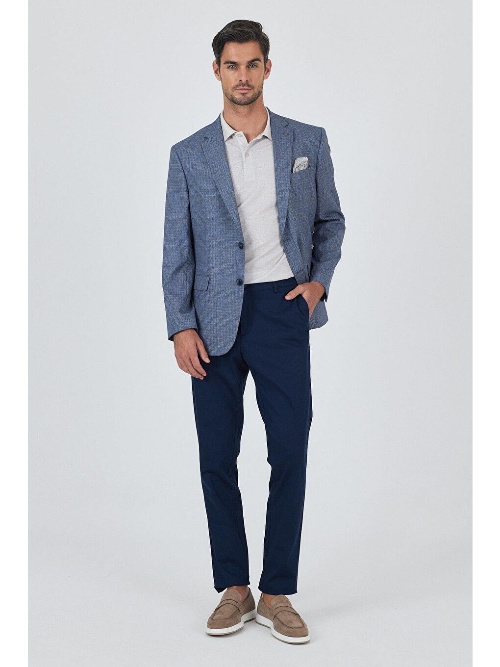 Lacivert Mono Yaka Bez Ayağı Tam Astar Esnek 4 Drop Comfort Fit Classic Ceket 1002250156-1