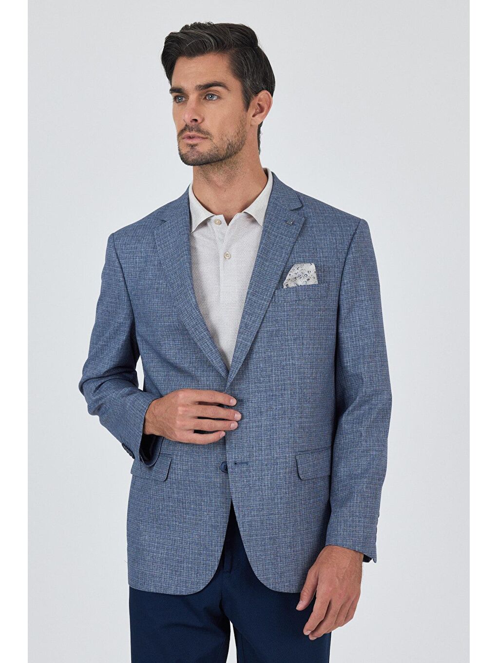 Lacivert Mono Yaka Bez Ayağı Tam Astar Esnek 4 Drop Comfort Fit Classic Ceket 1002250156-2