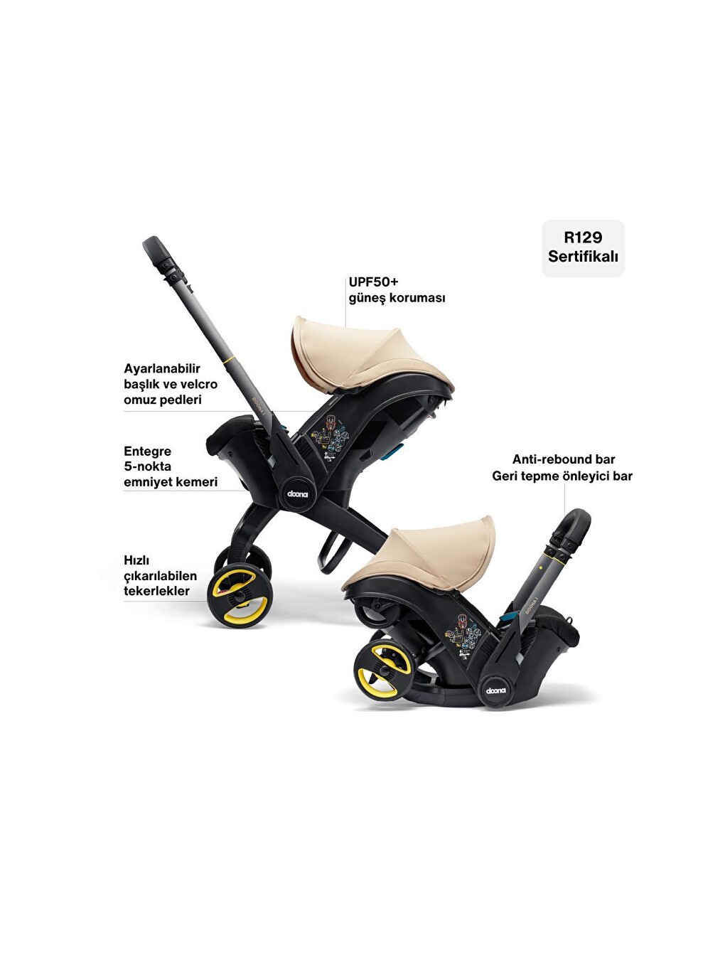 İ Bebek Arabasına Dönüşen İ-size Ana Kucağı Oto Koltuğu + Isofix Baza-2
