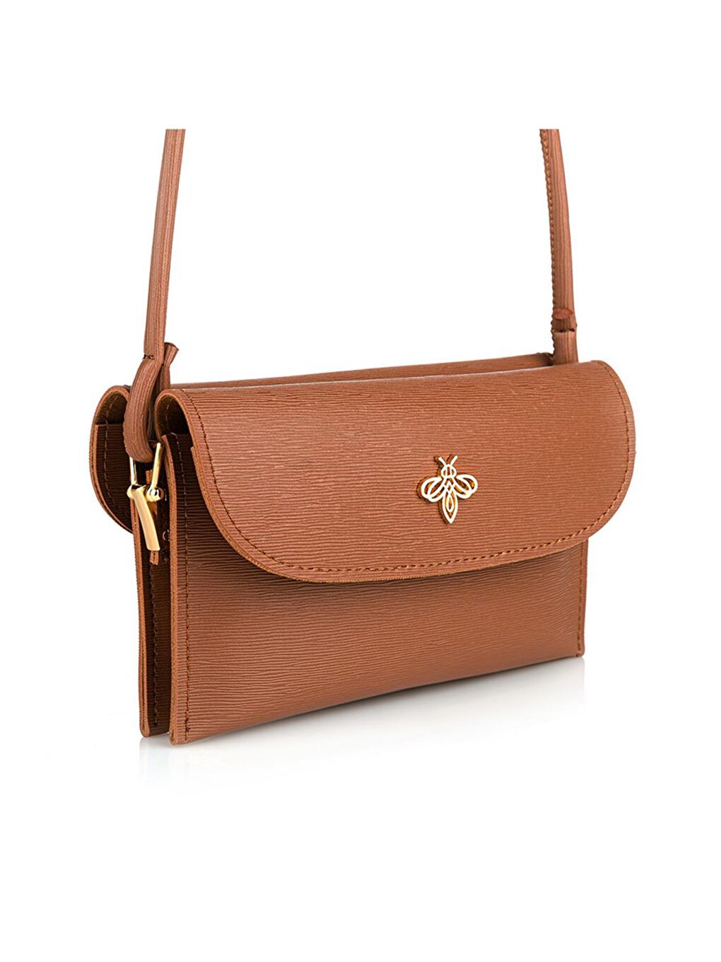 Sarı Çapraz Askılı Çift Cepli Kadın Omuz Çantası-1