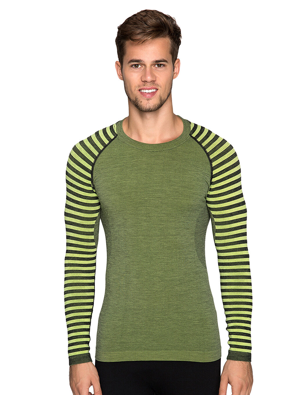 Yeşil Ultimate Merıno Erkek Seamless Termal Sweatshirt YESIL