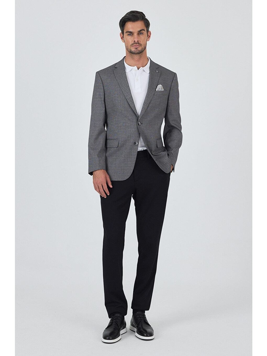 Gri Füme Mono Yaka Bez Ayağı Tam Astar Esnek 4 Drop Comfort Fit Classic Ceket 1002250156-1