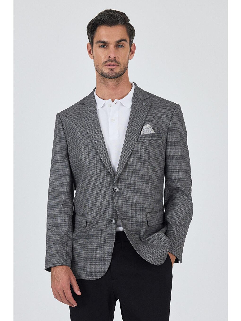 Gri Füme Mono Yaka Bez Ayağı Tam Astar Esnek 4 Drop Comfort Fit Classic Ceket 1002250156-2