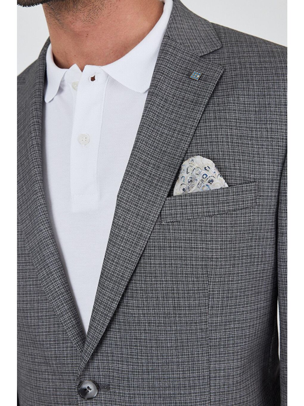 Gri Füme Mono Yaka Bez Ayağı Tam Astar Esnek 4 Drop Comfort Fit Classic Ceket 1002250156-3