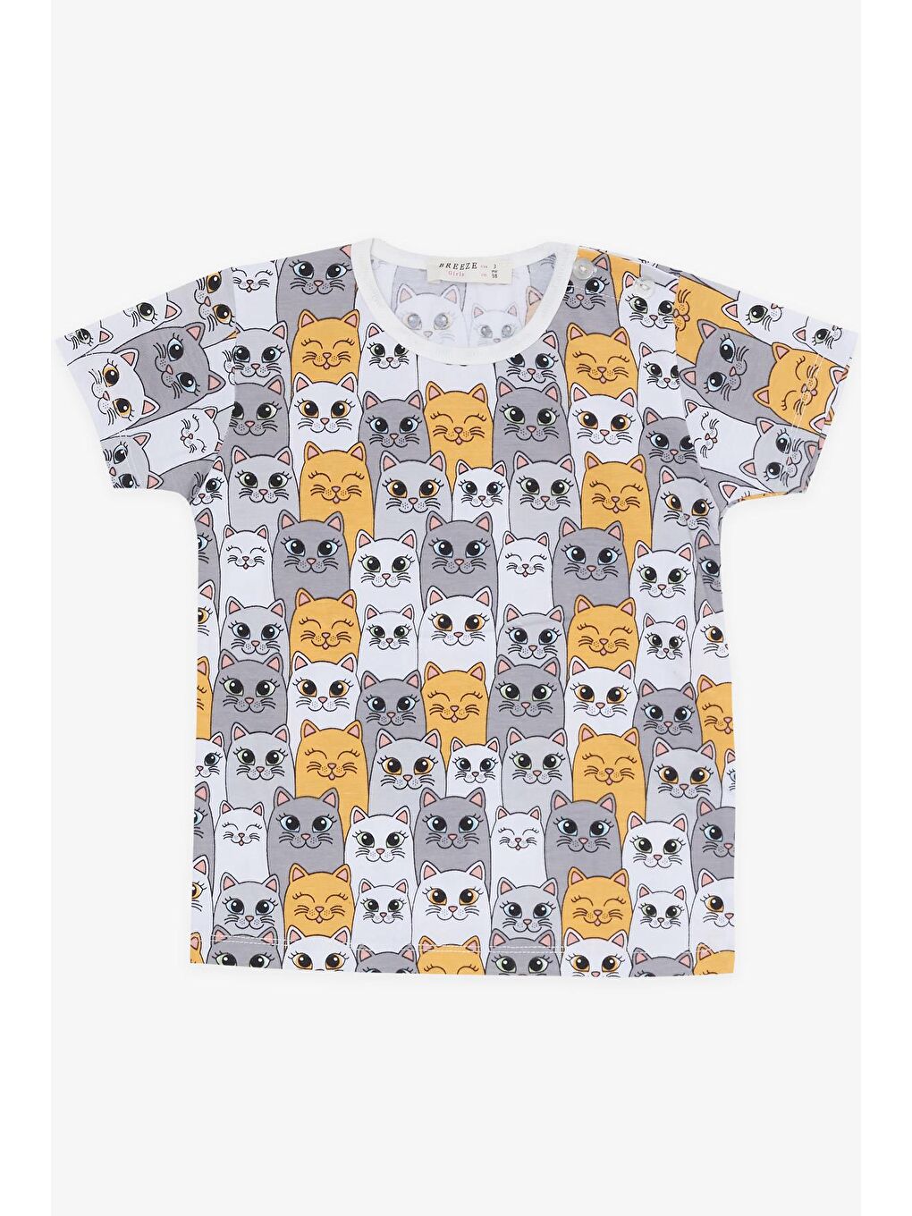 Kız Bebek Kısa Kollu Pijama Takımı Sevimli Kedicik Desenli Karışık Renk (1-1.5 Yaş)-3