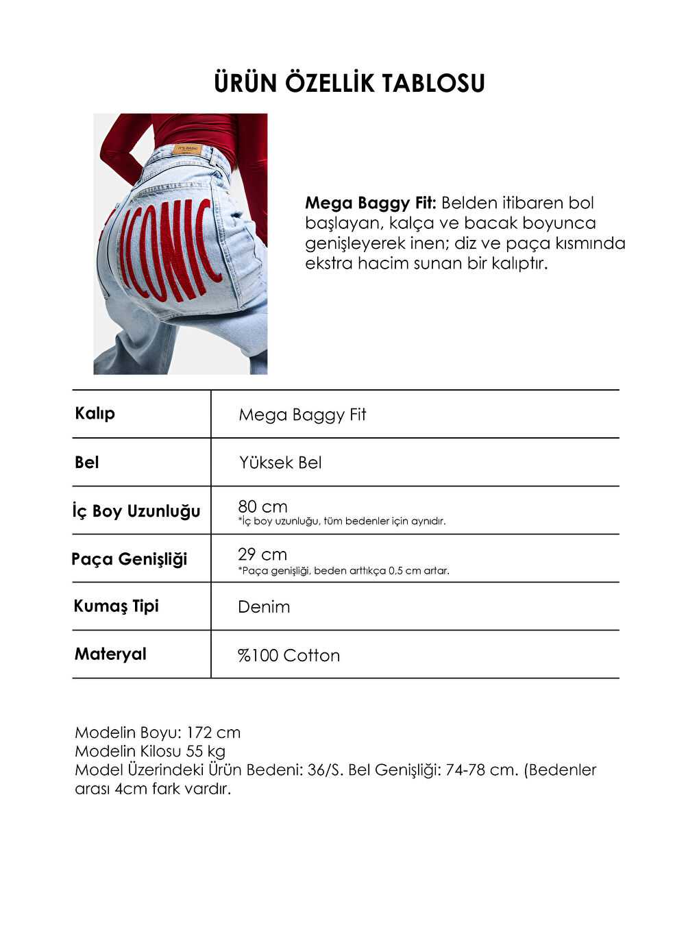 Mavi Kadın Ice Renk 4s6-3 Mega Baggy Fit Paça ve Cep Detaylı Özel Tasarım Denim Jean-2