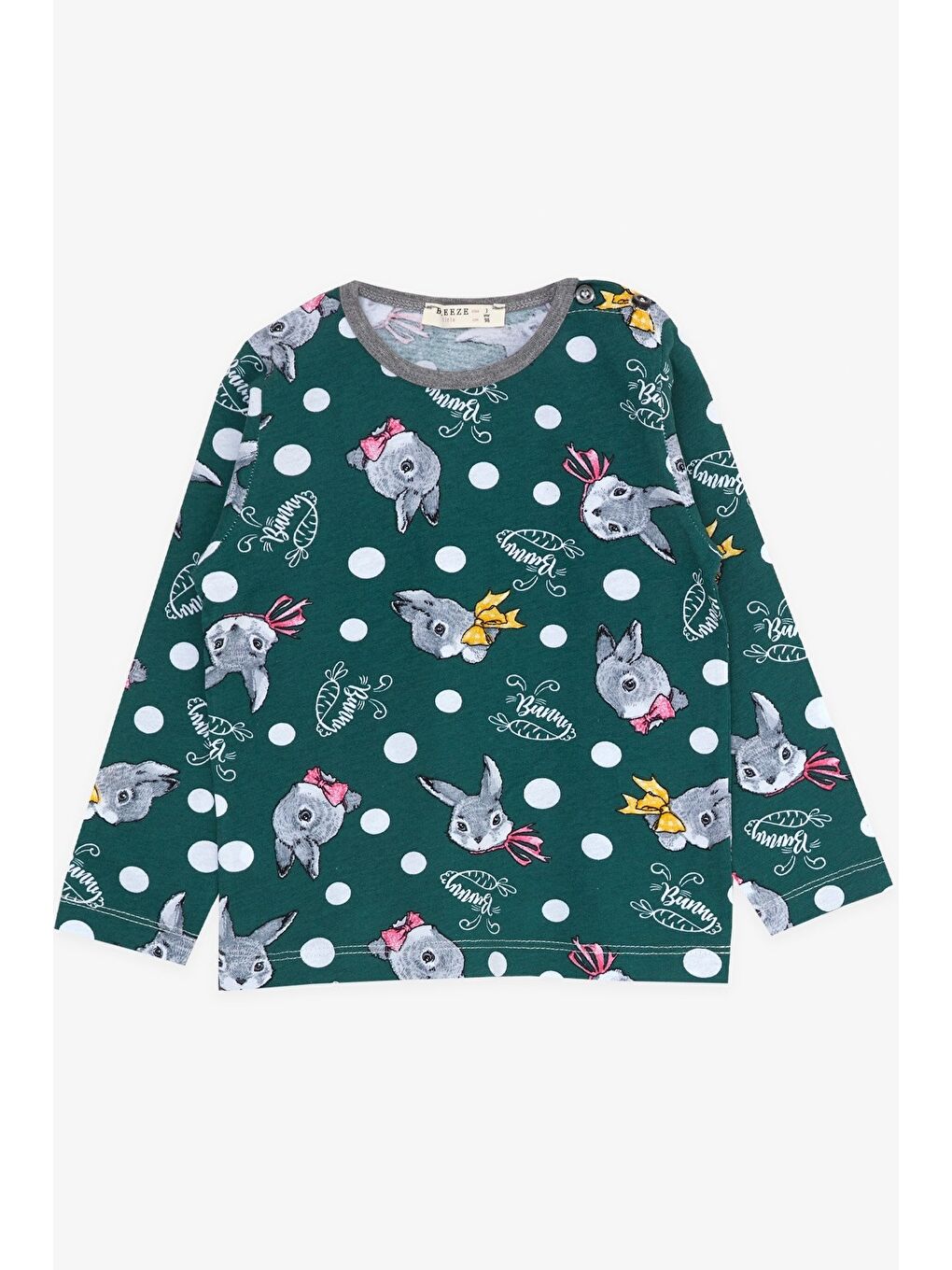 Breeze Kız Bebek Pijama Takımı Tavşancık Desenli Yeşil (9 Ay-1.5 Yaş) - 2