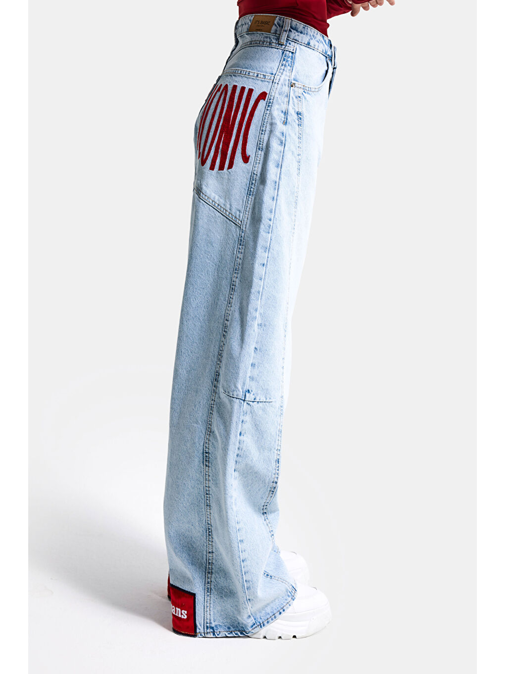 Mavi Kadın Ice Renk 4s6-3 Mega Baggy Fit Paça ve Cep Detaylı Özel Tasarım Denim Jean-3